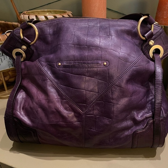 B. Makowski Purple Leather Large Tote - Picture 7 of 14